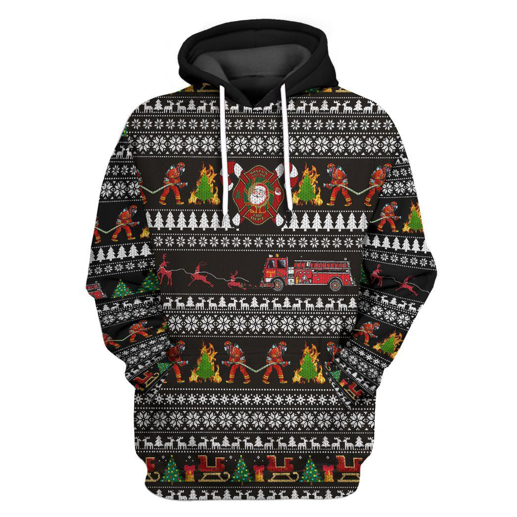 3D Santa Village Firefighter Custom Cosplay Hoodie
