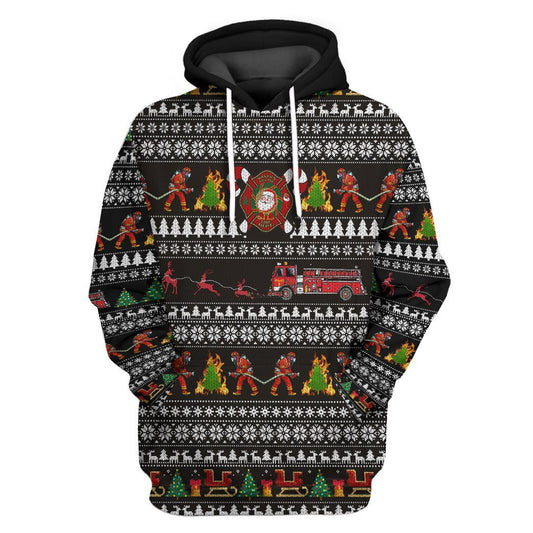 3D Santa Village Firefighter Custom Cosplay Hoodie