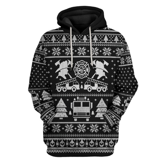 3D Fire Dept Firefighter Black Custom Cosplay Hoodie