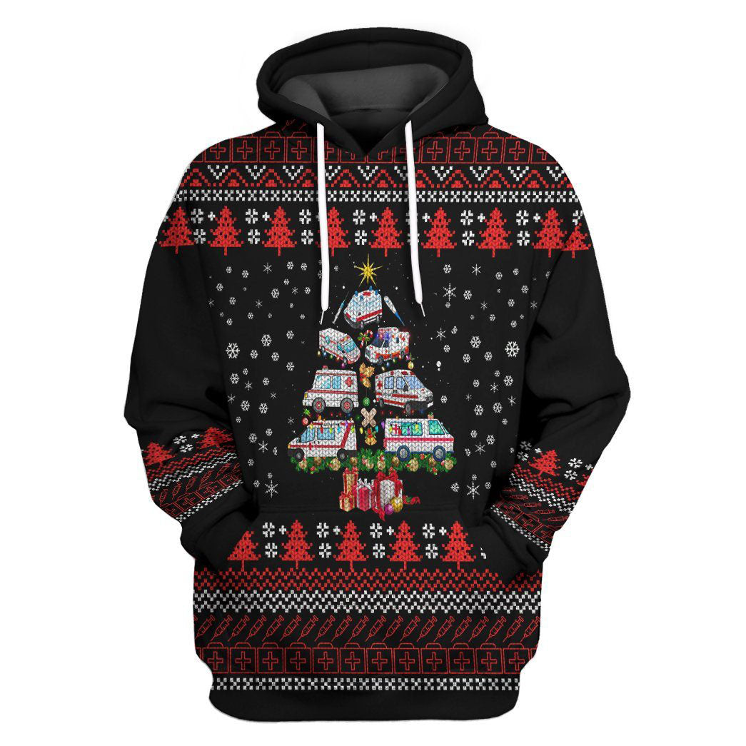 3D Paramedic Ambulance Xmas Tree Custom Cosplay Hoodie