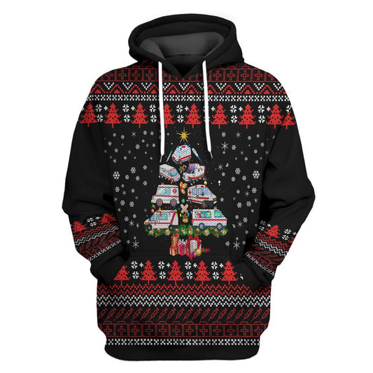 3D Paramedic Ambulance Xmas Tree Custom Cosplay Hoodie